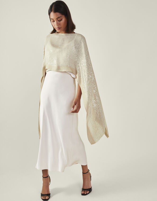 accessorize Sequin Embellished Poncho Natural