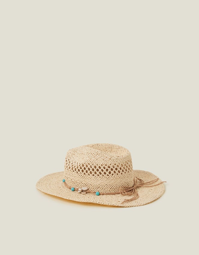 Accessorize Shell Beaded Straw Stetson Hat