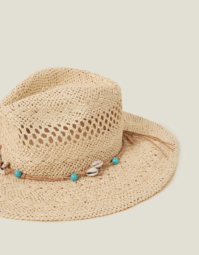 Accessorize Shell Beaded Straw Stetson Hat
