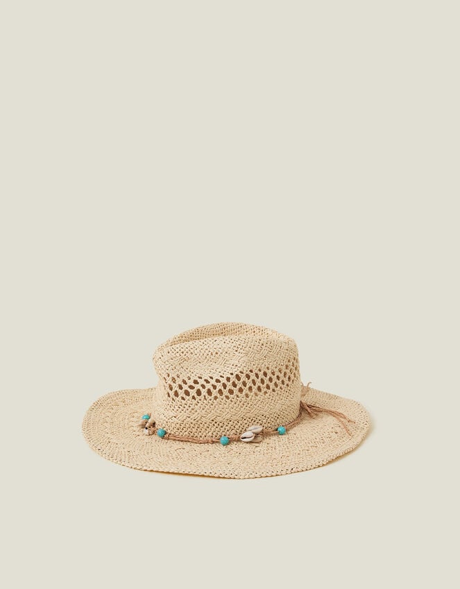 accessorize Shell Beaded Straw Stetson Hat