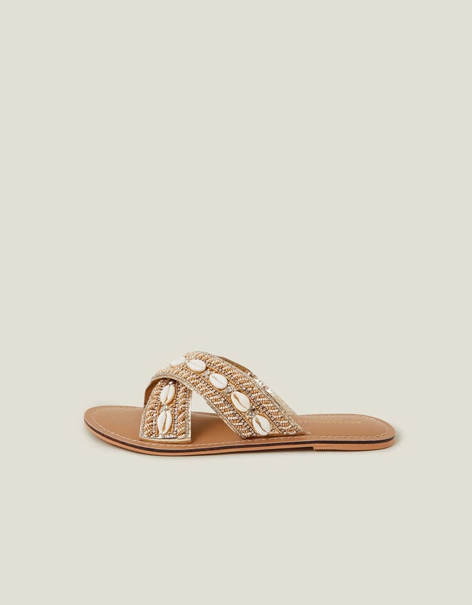 Accessorize Shell Cross-Strap Sandals Gold