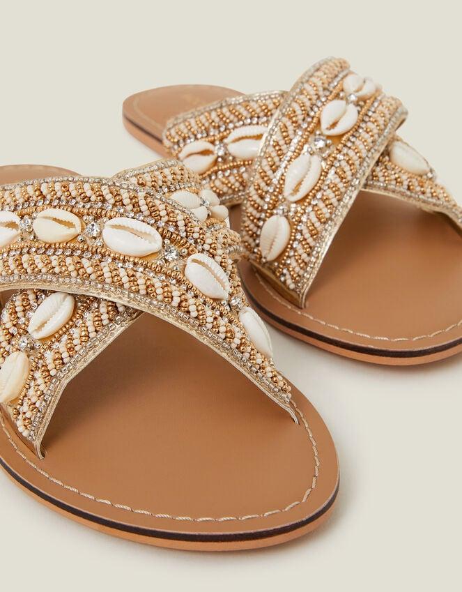 Accessorize Shell Cross-Strap Sandals Gold