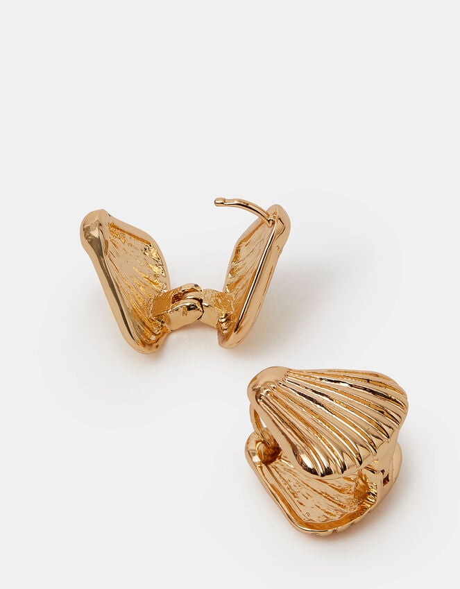 accessorize Shell Huggie Hoop Earrings Gold