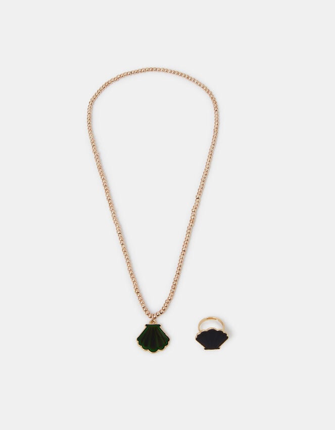 Accessorize Shell Mood Ring And Necklace Set