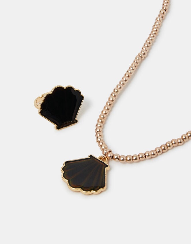 accessorize Shell Mood Ring and Necklace Set