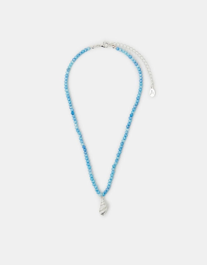 Accessorize Shell Pendant Beaded Necklace Blue