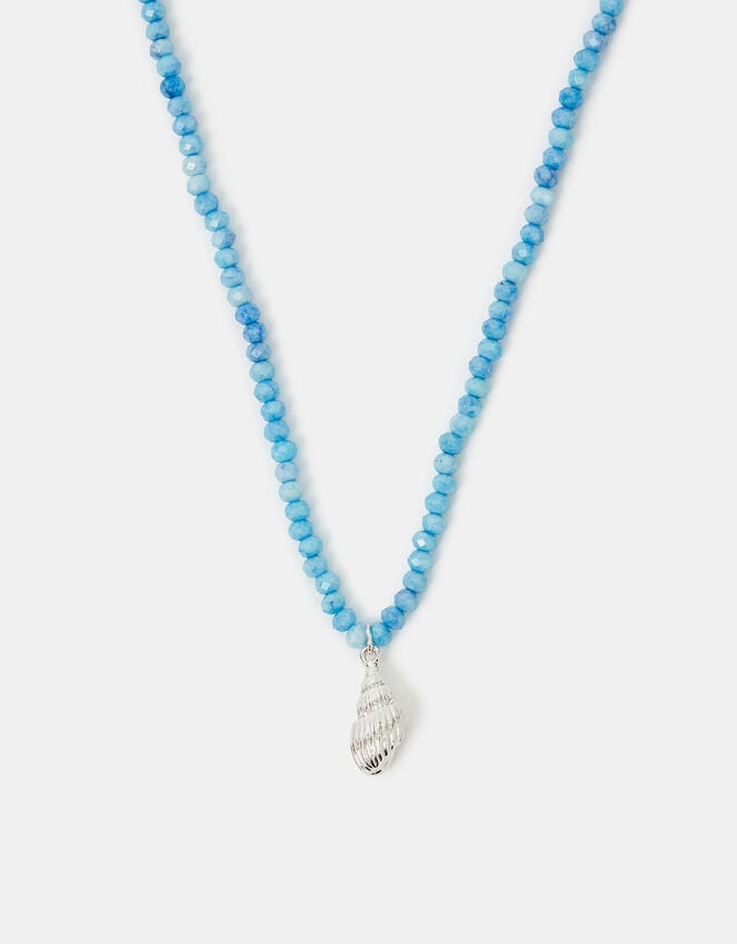 accessorize Shell Pendant Beaded Necklace Blue