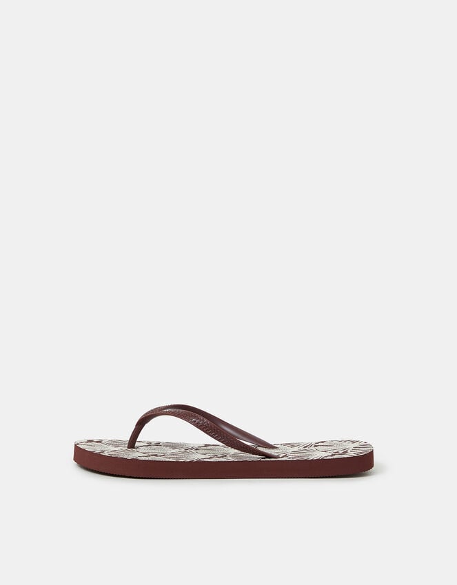 Accessorize Shell Print Flip Flops Brown