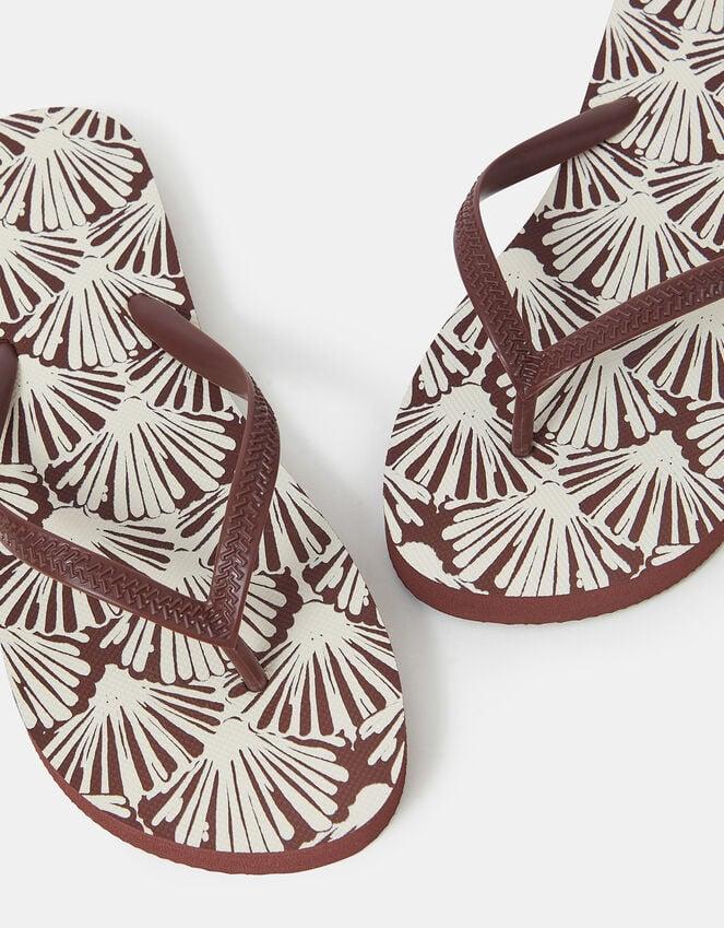 Accessorize Shell Print Flip Flops Brown