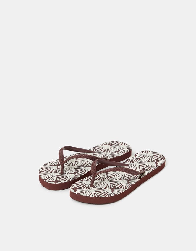 accessorize Shell Print Flip Flops Brown