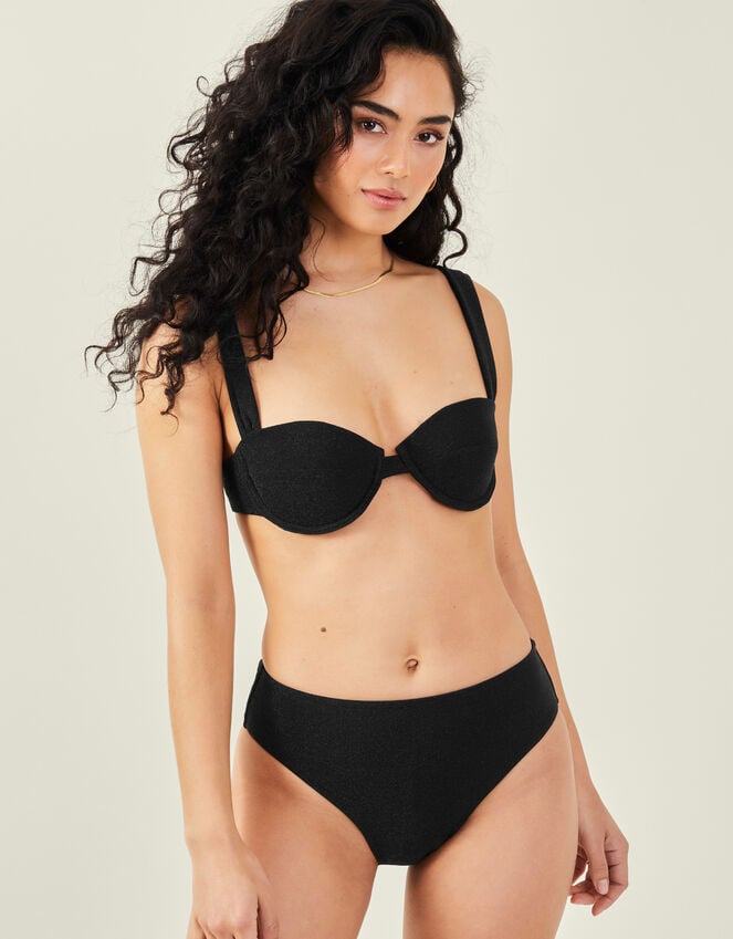 Accessorize Shimmer Moulded Cup Bikini Top Black