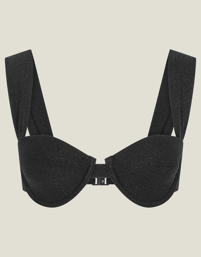 Accessorize Shimmer Moulded Cup Bikini Top Black
