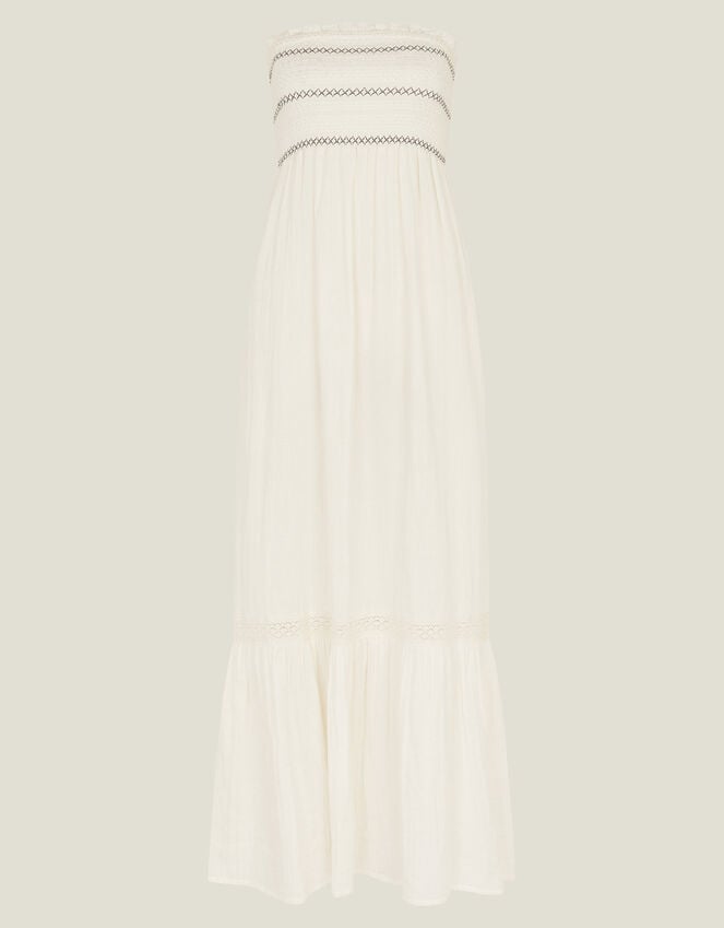 Accessorize Shirred Bandeau Midi Dress Ivory