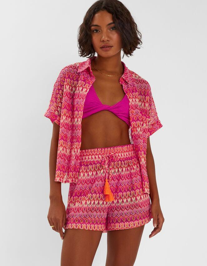 accessorize Short Sleeve Crochet Shirt Multi