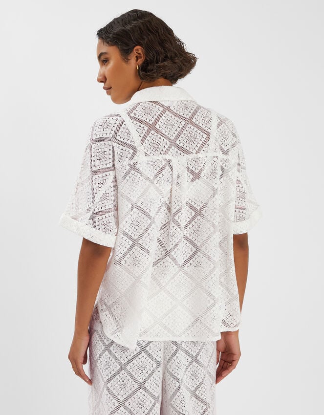Accessorize Short Sleeve Lace Shirt Ivory