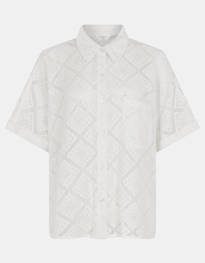 Accessorize Short Sleeve Lace Shirt Ivory
