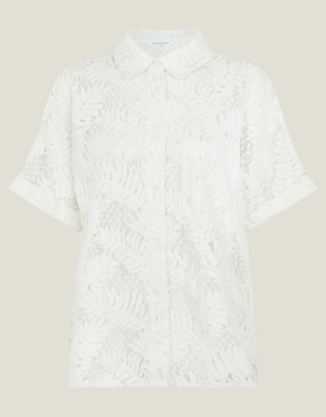 Accessorize Short Sleeve Lacy Palm Shirt Ivory