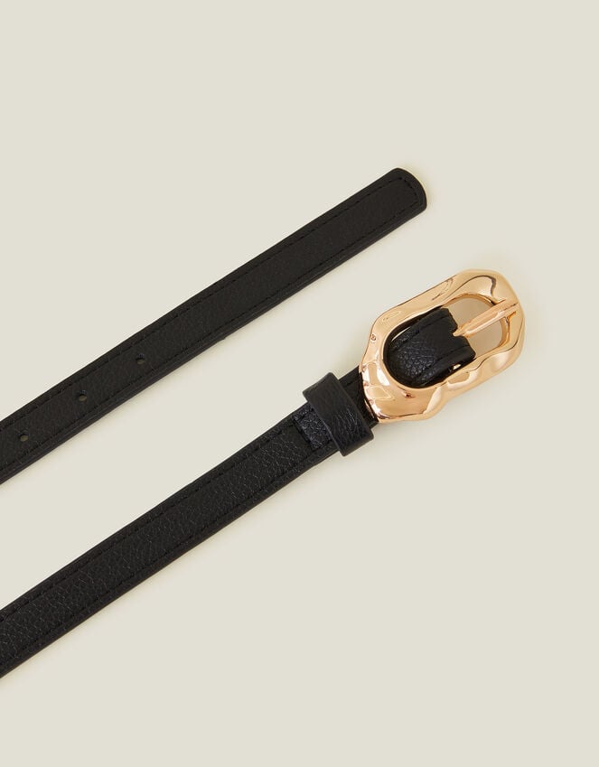 Accessorize Skinny Molten Buckle Belt Black