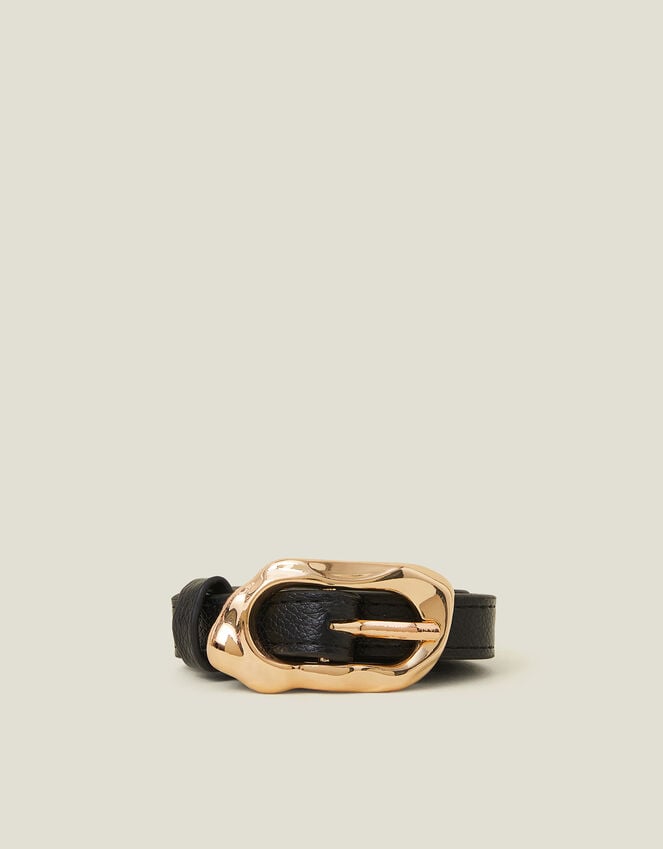 accessorize Skinny Molten Buckle Belt Black