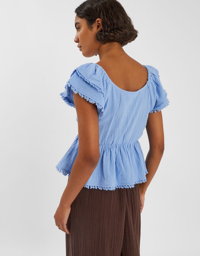 Accessorize Sleeveless Frilly Tassel Top Blue