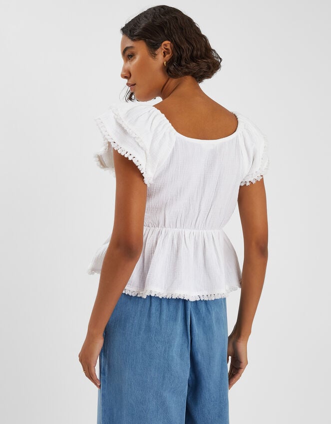 Accessorize Sleeveless Frilly Tassel Top White