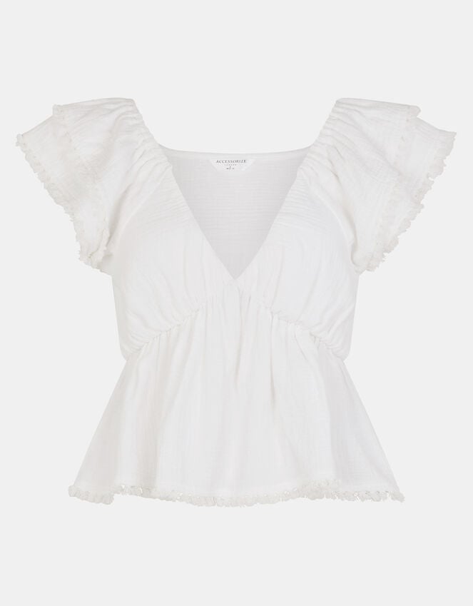 Accessorize Sleeveless Frilly Tassel Top White