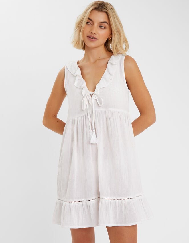 accessorize Sleeveless Ruffle Mini Dress White