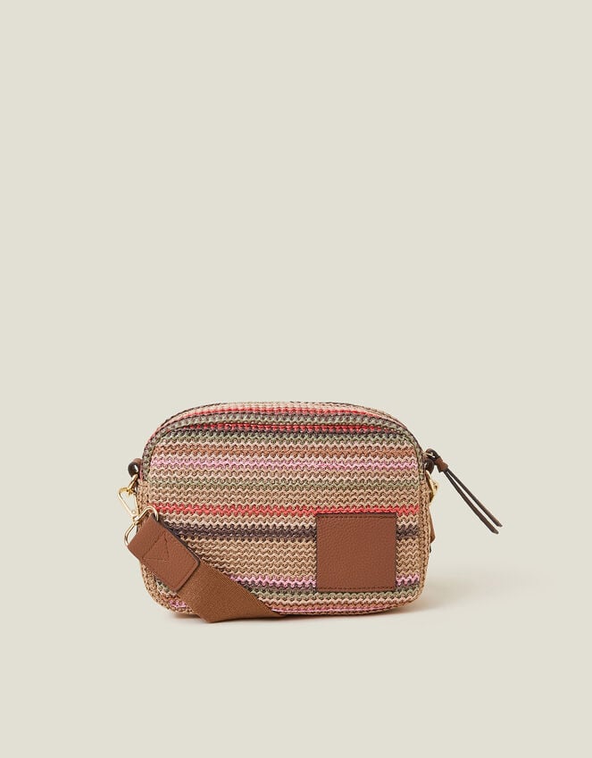 Accessorize Small Stripe Raffia Cross-Body Bag