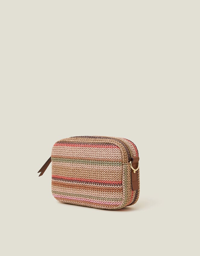 Accessorize Small Stripe Raffia Cross-Body Bag