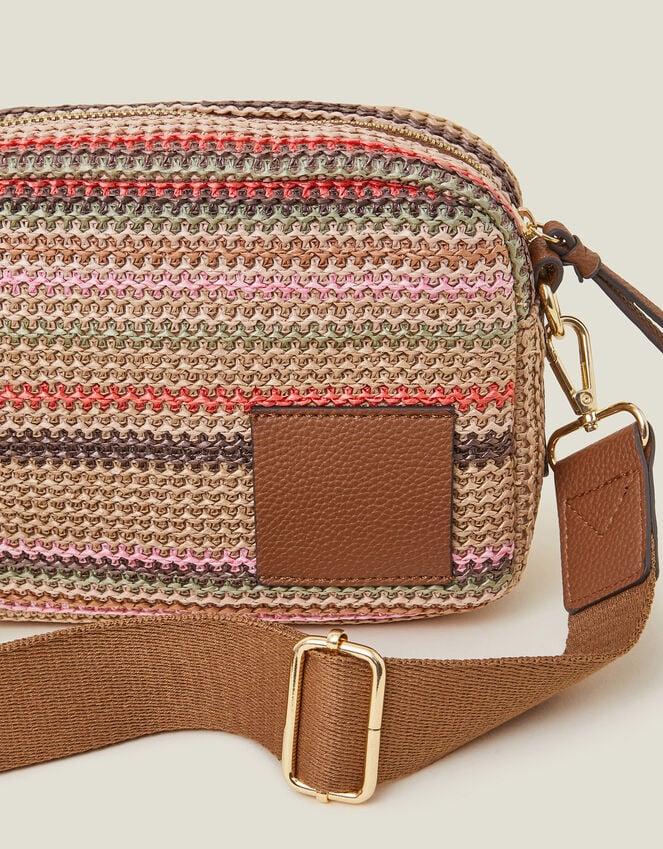Accessorize Small Stripe Raffia Cross-Body Bag
