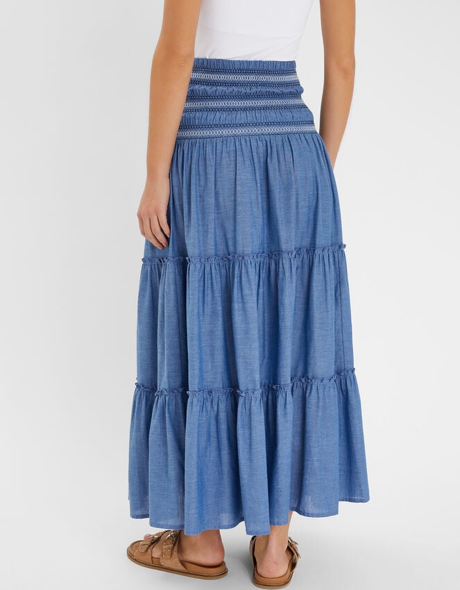Accessorize Smock Tiered Maxi Skirt Blue