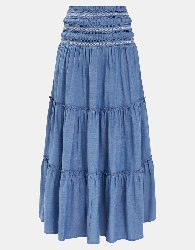 Accessorize Smock Tiered Maxi Skirt Blue