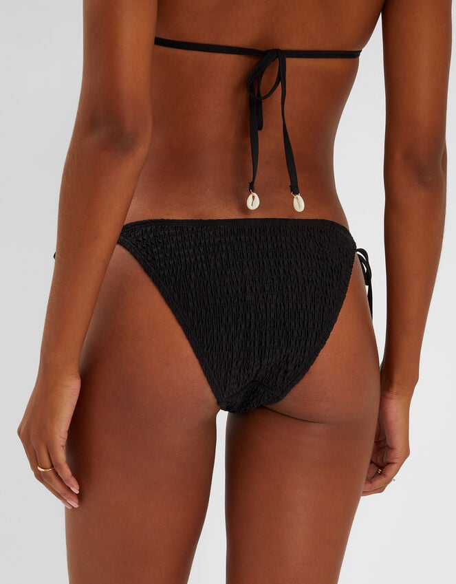 Accessorize Smocked Tie Side Bikini Bottoms Black