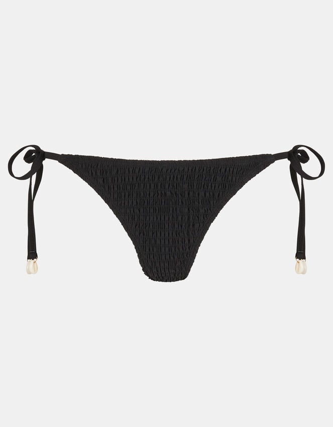 Accessorize Smocked Tie Side Bikini Bottoms Black
