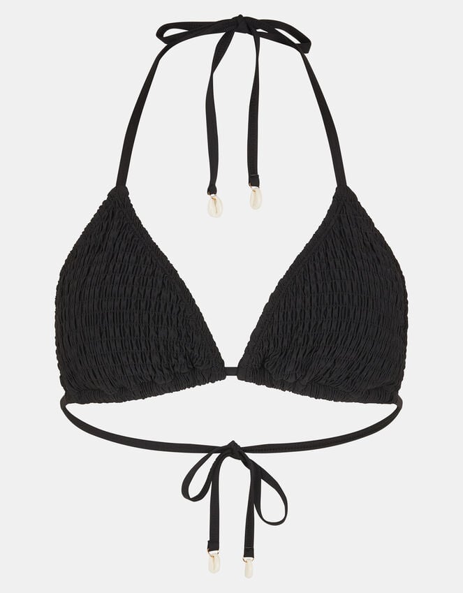 Accessorize Smocked Triangle Bikini Top Black