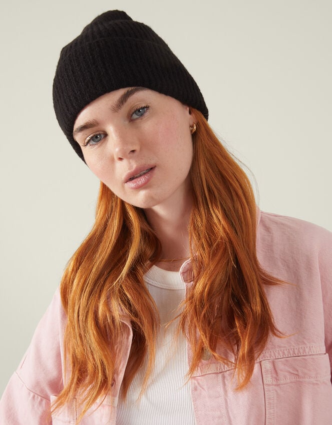 Accessorize Soho Knit Beanie Hat Black