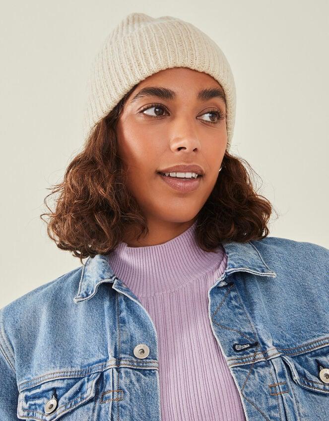 Accessorize Soho Knit Beanie Hat Natural