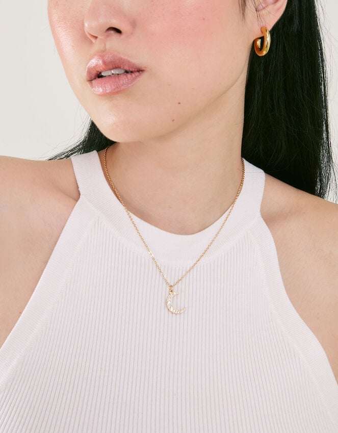 Accessorize Sparkle Moon Pendant Necklace
