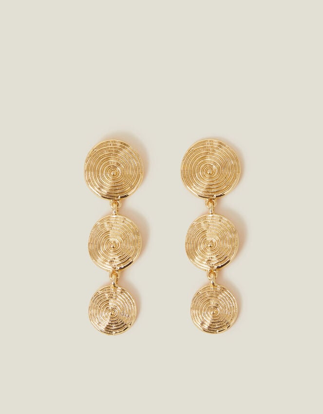 Accessorize Spiral Disc Drop Earrings Gold