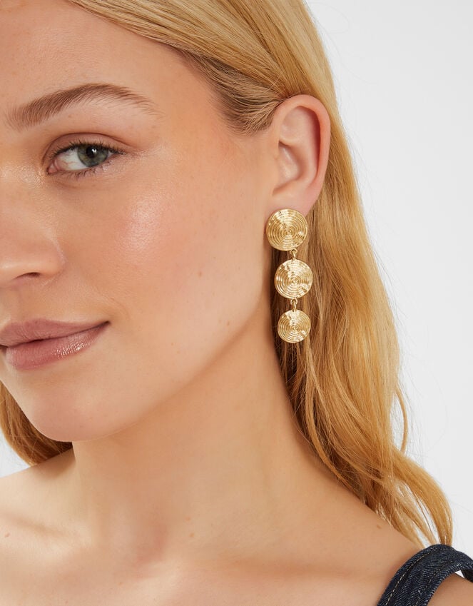 Accessorize Spiral Disc Drop Earrings Gold