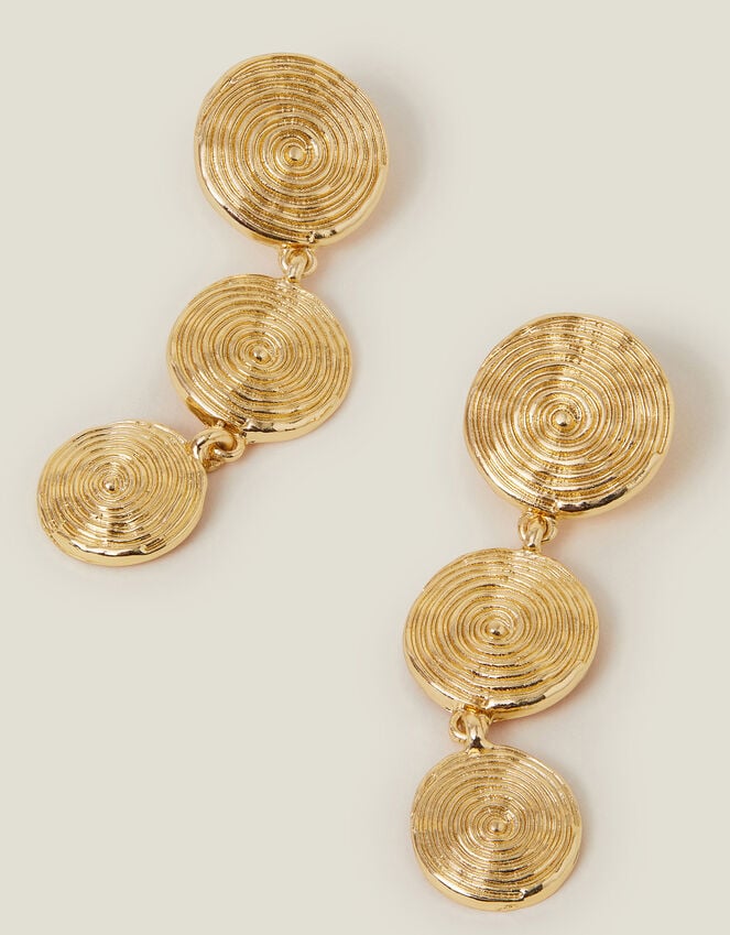 accessorize Spiral Disc Drop Earrings Gold