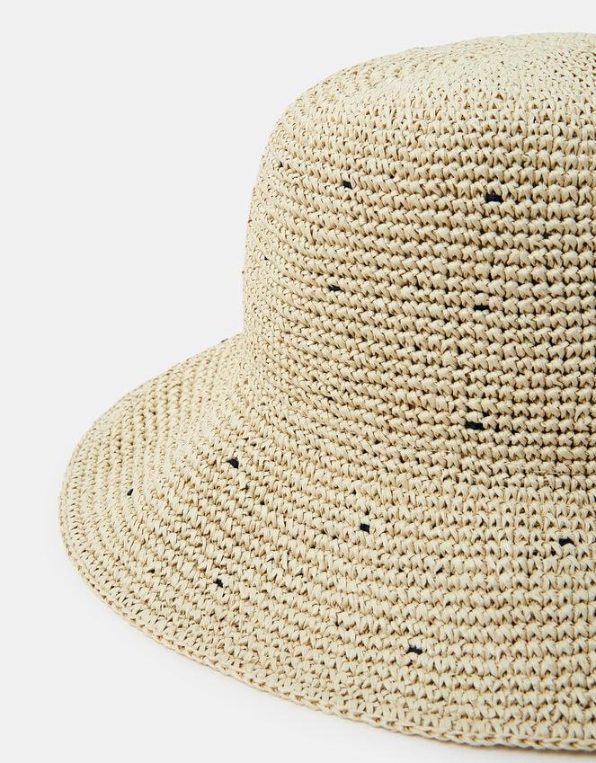 Accessorize Spot Straw Bucket Hat Natural
