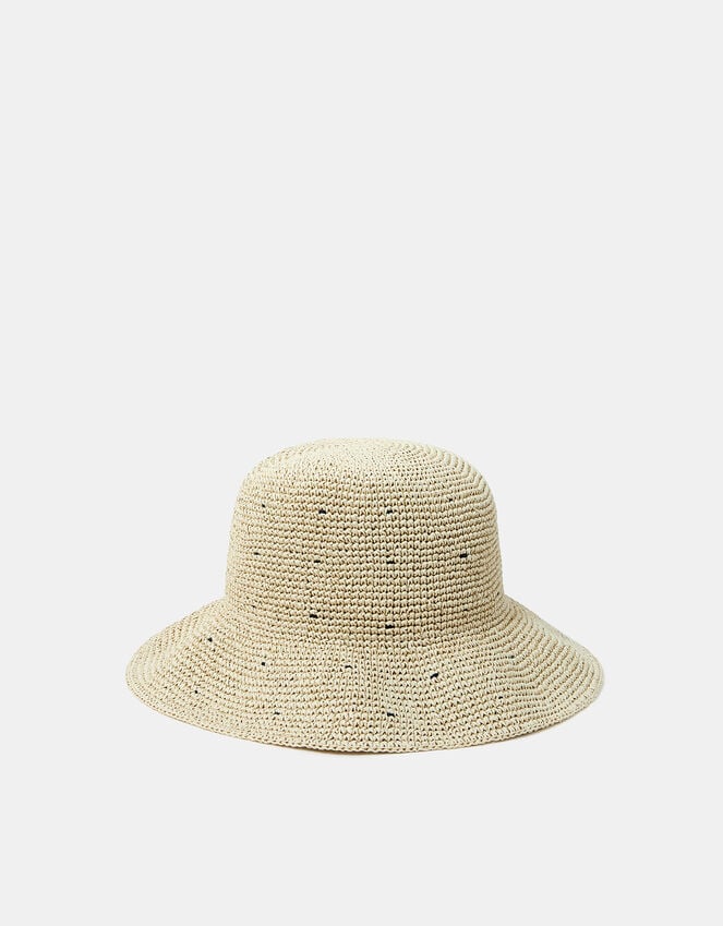 accessorize Spot Straw Bucket Hat Natural