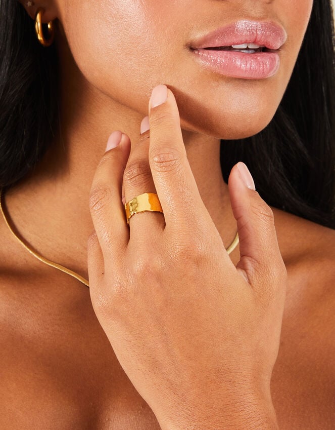 Accessorize Stainless Steel Chunky Band Ring Gold