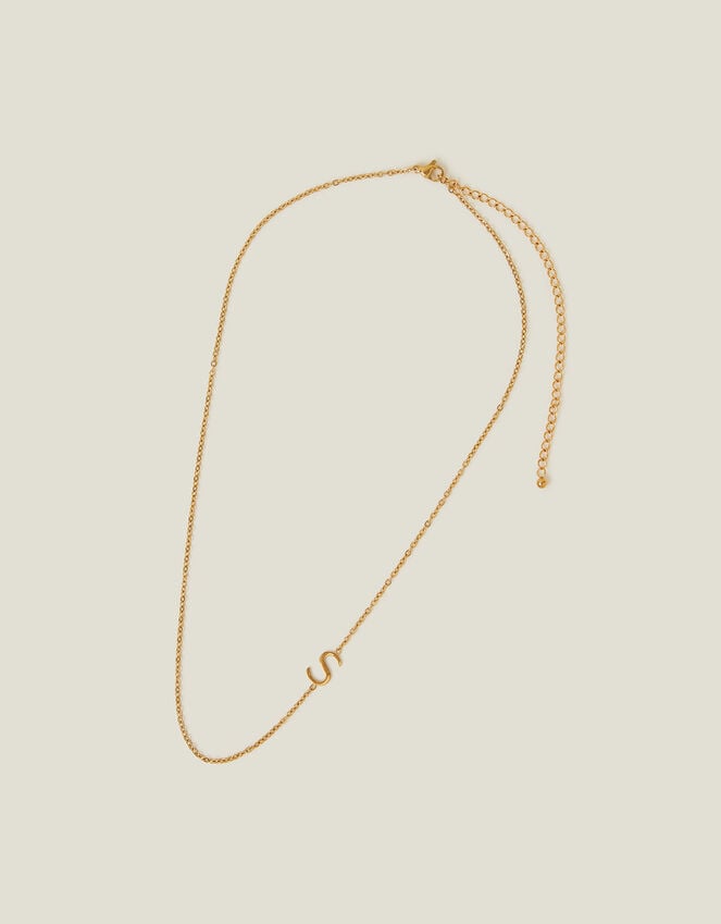 Accessorize Stainless Steel Initial Necklace Gold