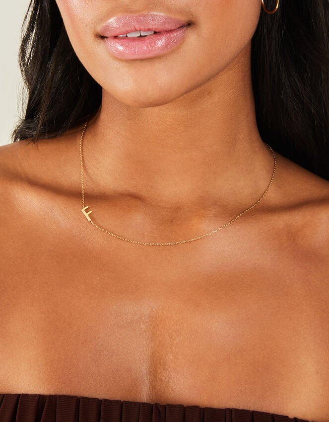 Accessorize Stainless Steel Initial Necklace Gold