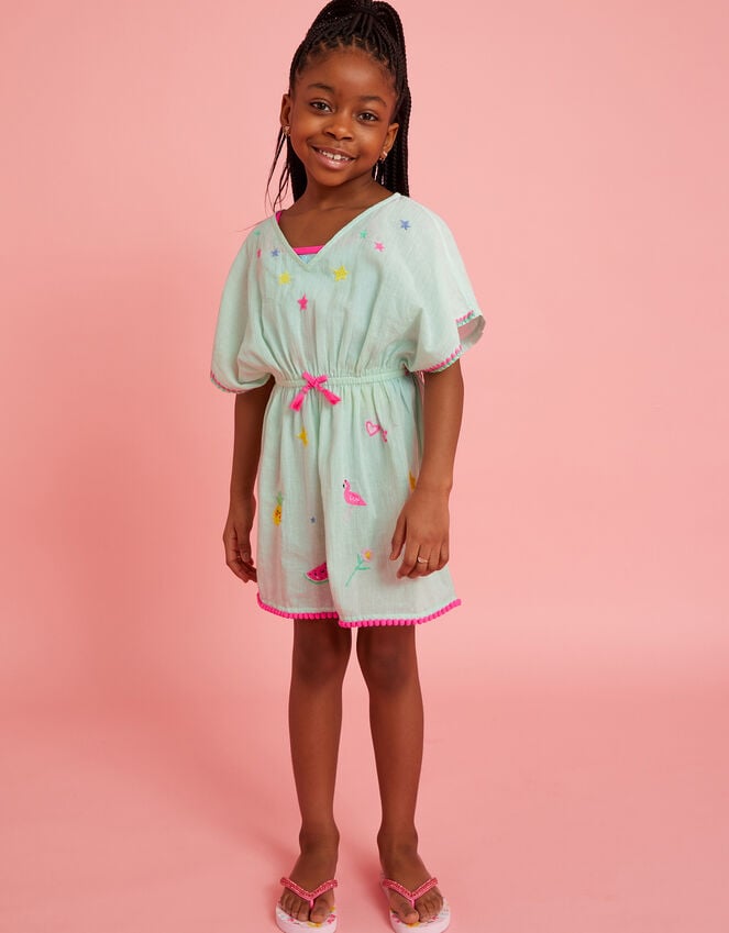 accessorize Star Embroidered Kaftan Green