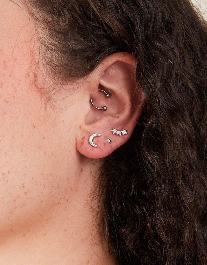 Accessorize Star Moon Stud Set Of Three