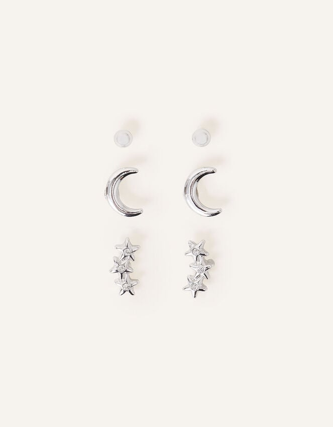 Accessorize Star Moon Stud Set Of Three