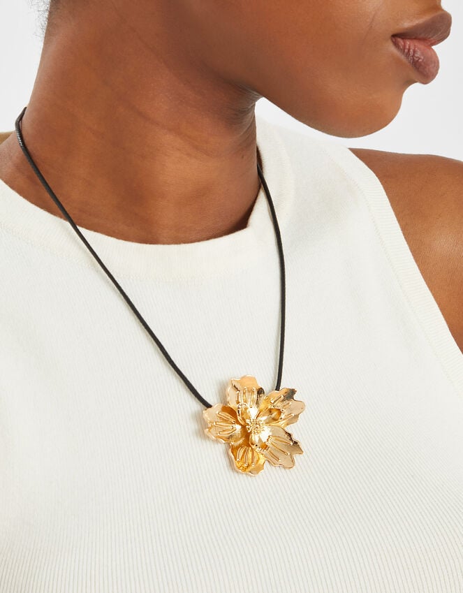 Accessorize Statement Flower Cord Necklace